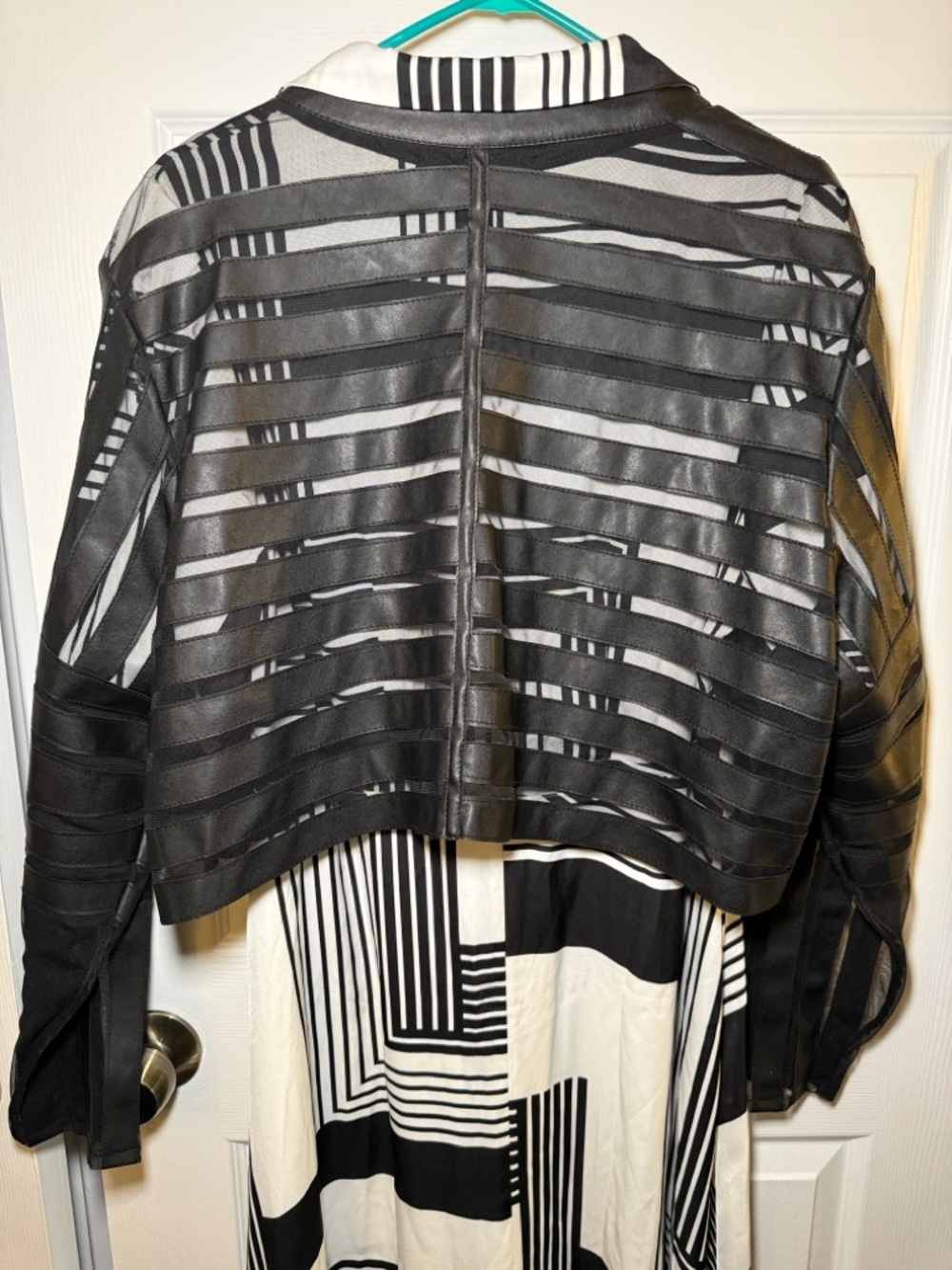 3X Black Sheer Mesh Vegan Leather Moto Jacket with Zipper Detail - Picture 7 of 7